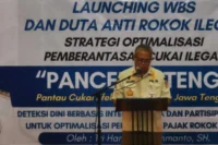 Kepala Satpol PP Jateng, Tri Harso Widirahmanto saat menghadiri Launching WBS dan Duta Anti Rokok Ilegal di hotel Dwangsa, Rabu (22/7/2026) malam.